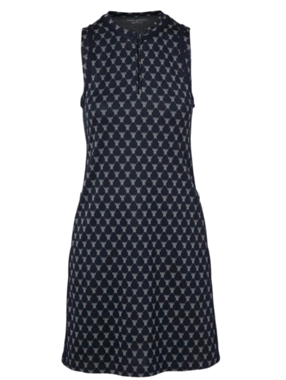 Tory Burch Net-t Sleeveless Track Dress In Tory Navy Net T Jacquard